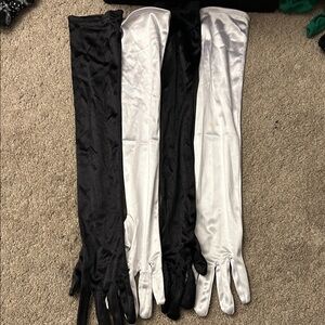 Elegant Black and White Long Gloves